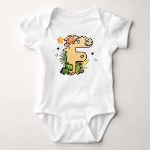 Dino Alphabet for Babies with Name Starting with F Baby Bodysuit