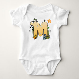 Dino Alphabet for Babies with Name Starting with M Baby Bodysuit
