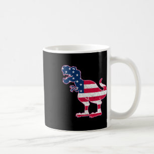 Dino American Flag 4th Of July Patriotic Boys Gift Coffee Mug