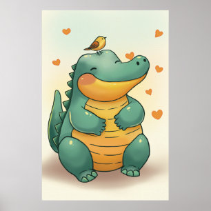 Dino and Little Bird Poster