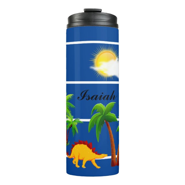 Dino at the beach  thermal tumbler (Front)