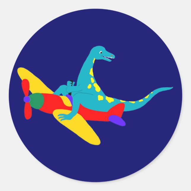 Dino Aviator Classic Round Sticker (Front)