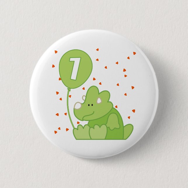 Dino Baby 1st Birthday 2 Inch Round Button (Front)