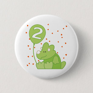 Dino Baby 2nd Birthday 2 Inch Round Button