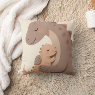 Dino Baby And Mama Boho Dino Series Throw Pillow