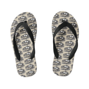 DINO - Beige Custom Flip Flops, Kids Kid's Flip Flops