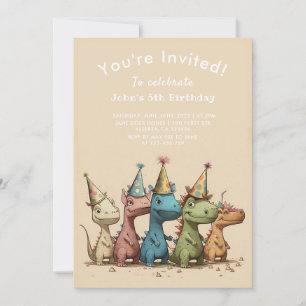 Dino   Cartoon Cute Dinosaurs Birthday Invitation