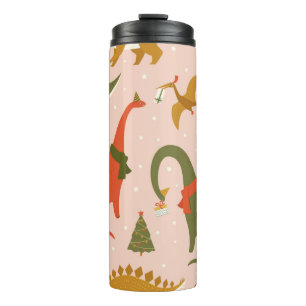 Dino Christmas Party Tree Rex. Dinosaur in Santa h Thermal Tumbler