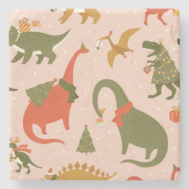 Dino Christmas Party: Tree Rex Stone Coaster (Front)