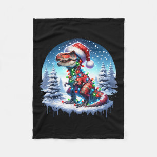 Dino Christmas T-rex Tyrannosaurus Rex Dino Xmas T Fleece Blanket
