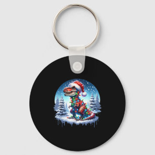 Dino Christmas T-rex Tyrannosaurus Rex Dino Xmas T Keychain