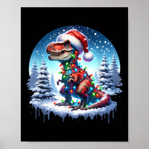 Dino Christmas T-rex Tyrannosaurus Rex Dino Xmas T Poster
