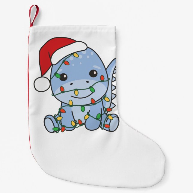 Dino Christmas Winter Animals Holiday Dinos Small Christmas Stocking (Front)