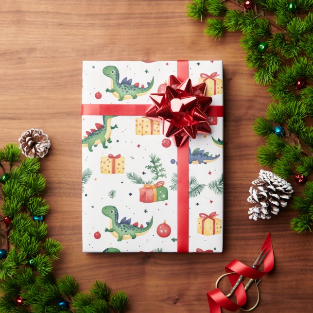Dino Christmas Wrapping Paper (Holiday Gift)