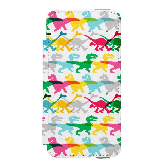 Dino Colour Pattern Incipio iPhone Wallet Case (Folio Front)