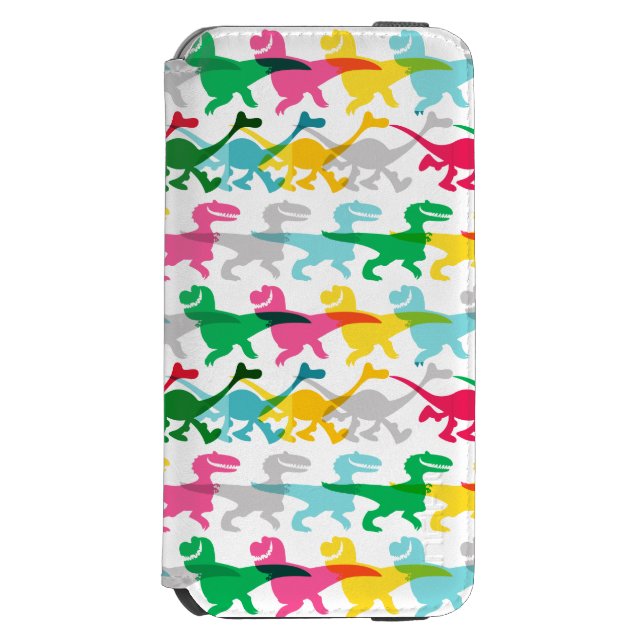Dino Colour Pattern Incipio iPhone Wallet Case (Folio Front)