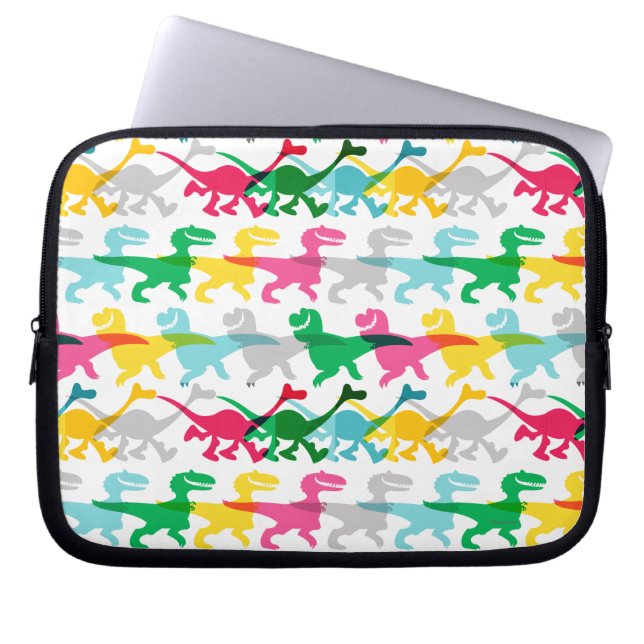 Dino Colour Pattern Laptop Sleeve (Front)