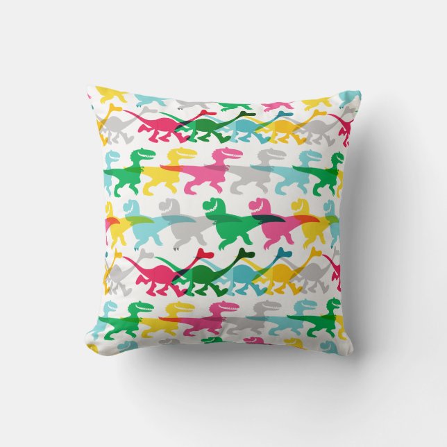Dino Colour Pattern Throw Pillow (Front)