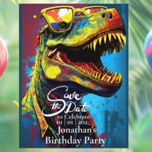 Dino Cool T-Rex Save the date Postcard