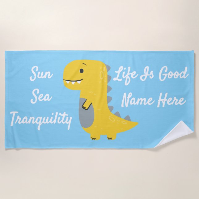 Dino cute costume beach towel (Front)