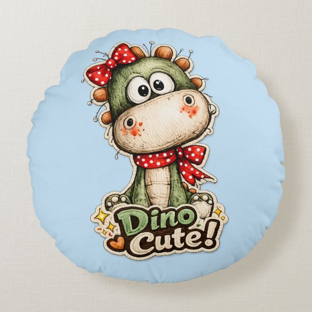 🦕🎀 “Dino-Cute!” Pillow 💙✨ (Front)