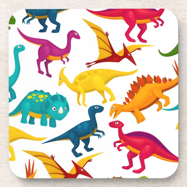 Dino cutte pattern stickers coaster (Front)