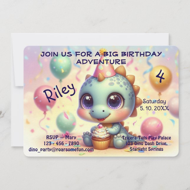 Dino Delight Birthday Invitation (Front)