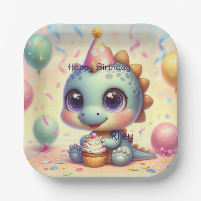 Dino Delight Paper Plates (Front)