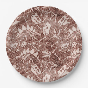 Dino Dig brown   Paper Plate