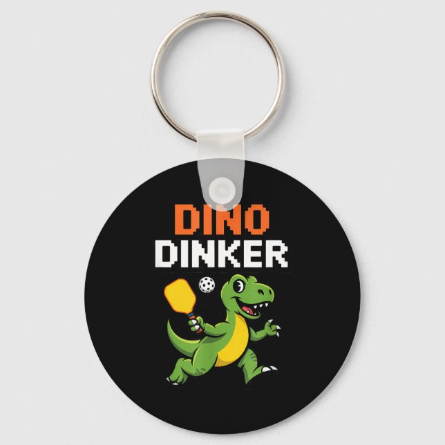 Dino dinker pickleball fun for players  keychain (Front)