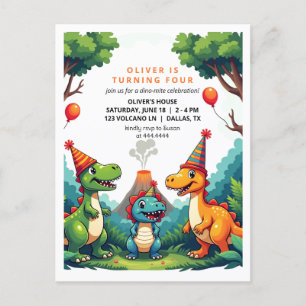 Dino Dinosaur Birthday Party Invitation Post Card