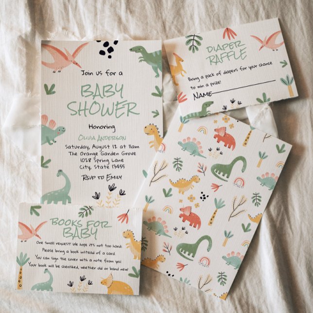 Dino Dinosaur Little Dino In the Way Baby Shower  Invitation (Creator Uploaded)