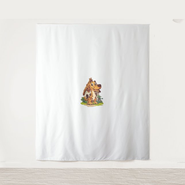 Dino Dog – Prehistoric Funny Pup Tapestry (Front)