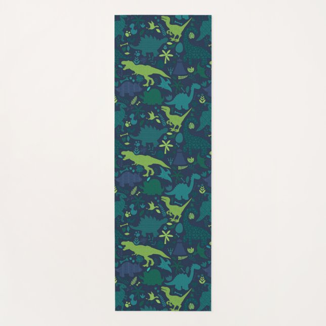 Dino Doodle Silhouettes Kids Dinosaur Yoga Mat (Front)