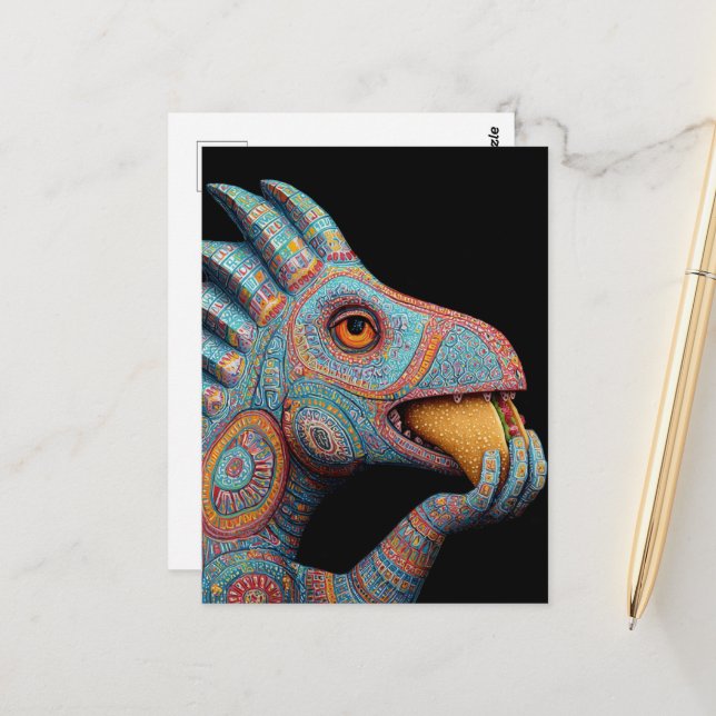 Dino eating Taco Postcard (Front/Back In Situ)