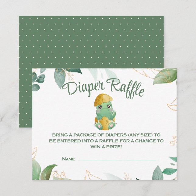 Dino Egg Baby Shower Diaper Raffle Card (Front/Back)