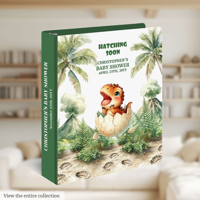 Dino Egg Hatching Soon Personalized Baby Boy Album Binder (Dino Egg Hatching Soon Personalized Baby Boy Album 3 ring binder)