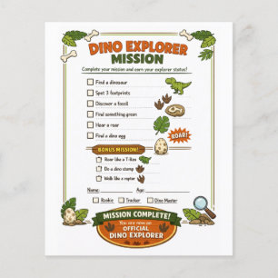 Dino Explorer Dinosaur Birthday Party Game Flyer
