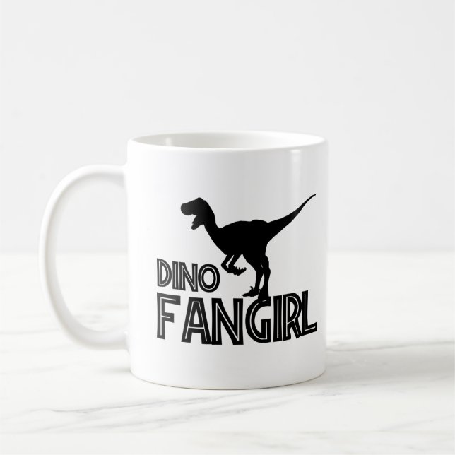Dino Fangirl - Dinosaur Lover Coffee Mug (Left)