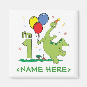 Dino First Birthday Magnet