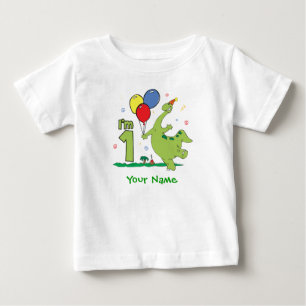 Dino First Birthday Personalized Baby T-Shirt