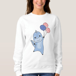 Dino Flies Balloons USA Up Sweet Dinosaurs Sweatshirt