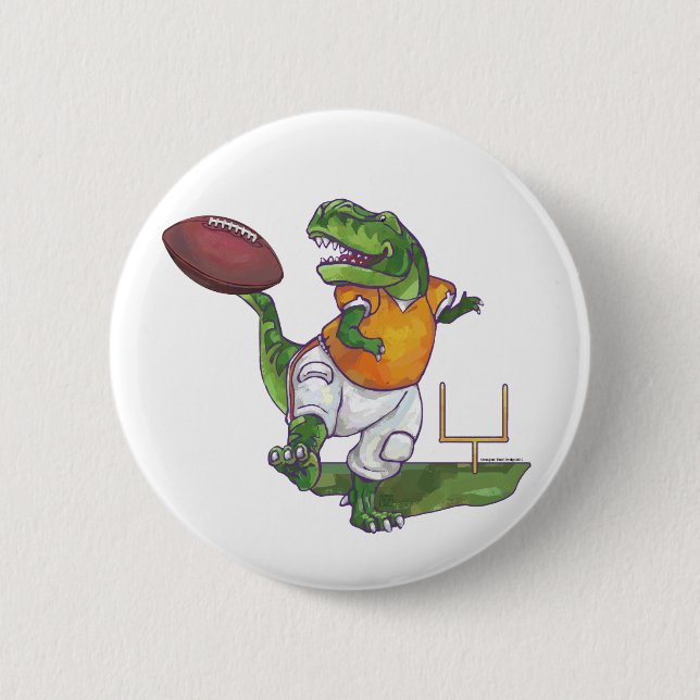 Dino Football Player 2 Inch Round Button (Front)