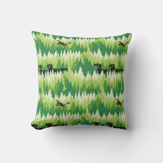 Dino Forest Pattern Throw Pillow (Front)