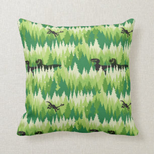Dino Forest Pattern Throw Pillow