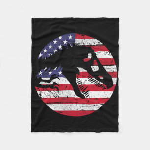 Dino Fossi Usa Flag Patriotic Dinosaur T-rex 4th O Fleece Blanket