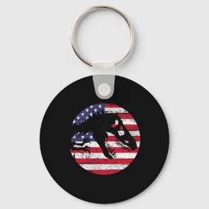 Dino Fossi Usa Flag Patriotic Dinosaur T-rex 4th O Keychain