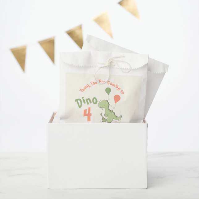 Dino Four Dinosaur 4th Birthday Party Favour Bag (Party)