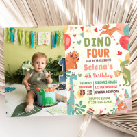 Dino FOUR T-Rex Dinosaur 4th Birthday Party Photo