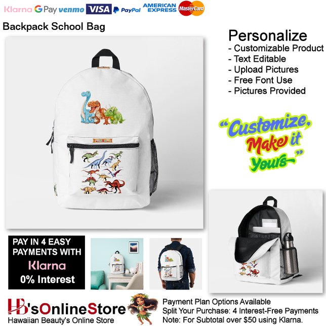 Dino Friends Backpack Print Cut Sew School Bag 3 (Dino Friends Backpack Print Cut Sew School Bag 3.)